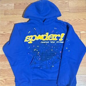 Vibrant Blue Spider Graphic Hoodie